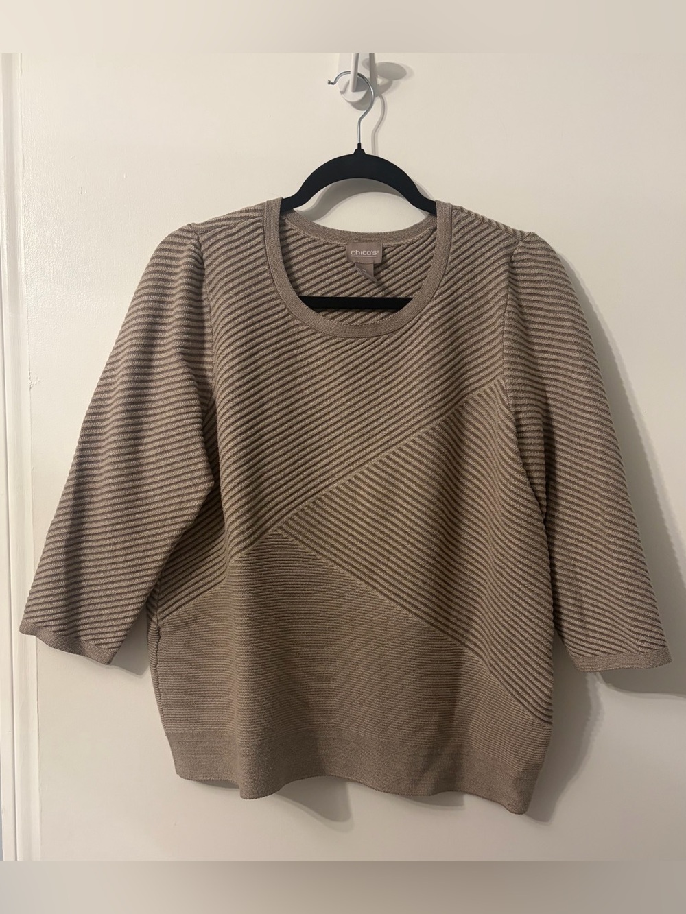 Chico’s Taupe Textured Knit Sweater - Women